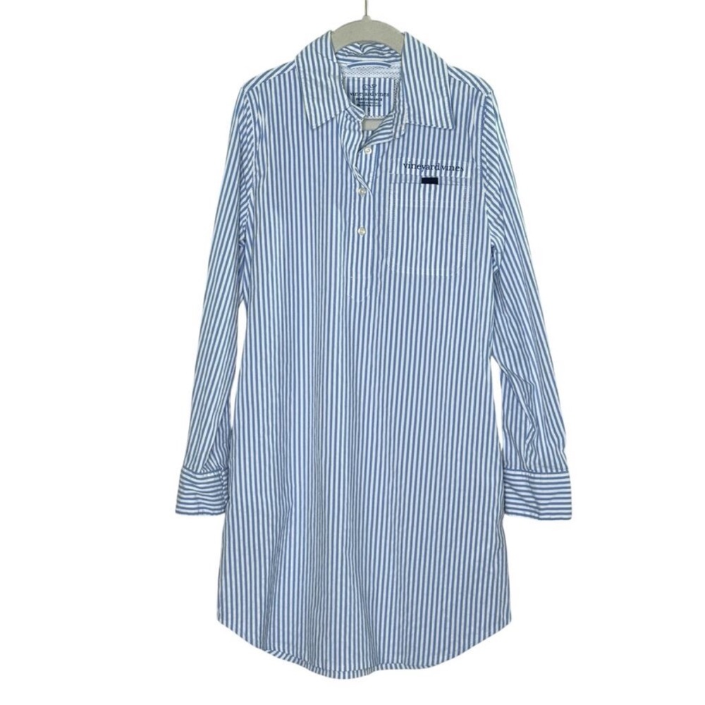 Vineyard Vines M Harbor Striped Cover Up Dress Seersucker Jake Blue, NWT